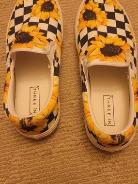 Three In Sunflower Check Slip-On Sneakers - Yellow/Black